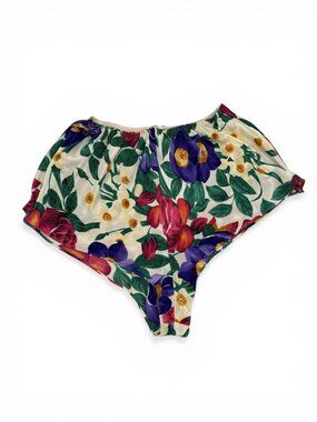 Solange Satin Floral High Cut Panties Shorts 14/16 USA made
